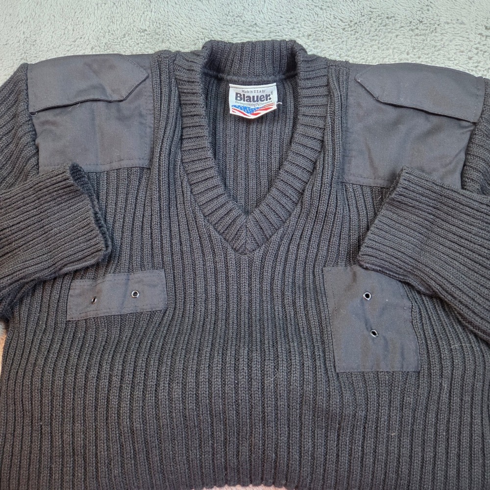 Blauer Commando Sweater Mens Sz M Tactical Ribbed V-Neck Pullover Made in USA
